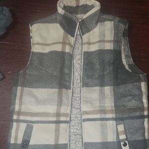 Altar'd State Plaid Vest - Gray and Cream